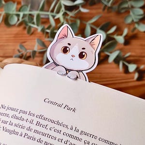 Segnalibro Gatto Divertente – Regalo Carino per Lettori, Accessorio Carta Animale, Fatto a Mano in Francia, Design Illustrato Carino