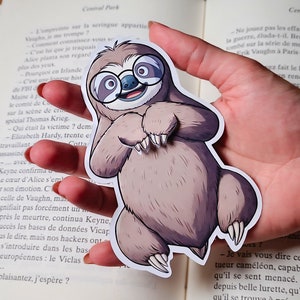 Segnalibro Bradipo – Regalo Carino Fatto a Mano per Lettori, Cartoleria Animale Divertente, Accessorio Illustrato in Carta, Francia