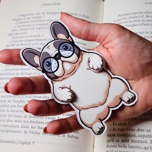 Segnalibro Cane – Regalo Carino Fatto a Mano per Lettori, Bulldog Francese Divertente, Accessorio di Carta Illustrato, Dalla Francia