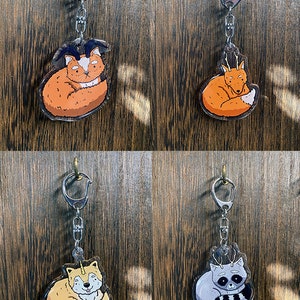 Porte-clés, charms acryliques animaux à cornes mignons