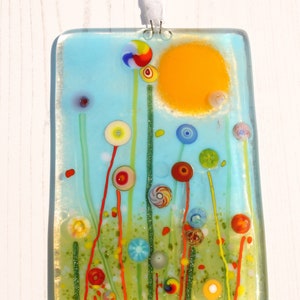 Wildflower Meadow Suncatcher - Colourful Floral Ornament Window Hanger - Multicoloured Flowers - Gardener Fused Glass - Unique Housewarming