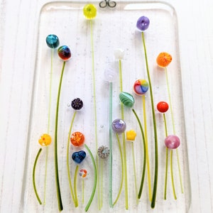 Multicoloured Flowers Suncatcher, Colourful Floral Ornament, Window Hanging Decoration, Everlasting, Fused Glass Art, Housewarming Gift