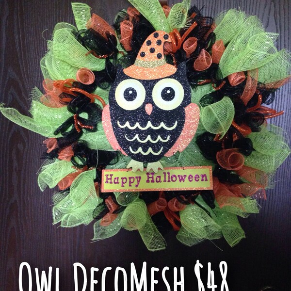 Owl Deco Mesh Wreath Etsy
