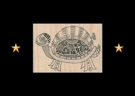 Top View Turtle Beeswax Rubber Stamp Mounted Reptiles Animals Wildlife Nature