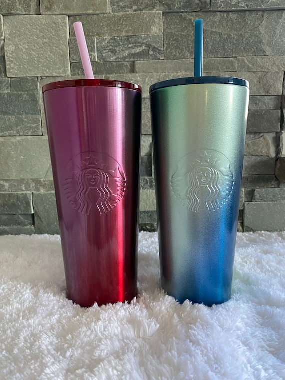 Starbucks 2021 Metallic Blue and Purple Ombre Tumbler Travel Cold Cup –  Blueberry Cat