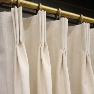 Sliding Glass Door Custom Drapes or Curtains | Pinch Pleated and Lined | Natural Cotton Slub Canvas Fabric
