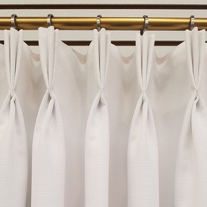 Rio Pure White, Lightweight 100% Polyester | Lined Custom Drapes or Curtains | Pinch Pleat or Euro Pleat | 4&quot; Header (2 Panels / 1 Pair)