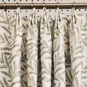 Gail Spring, Green Embroidered Floral | Lined Custom Drapes or Curtains | Pinch Pleat or Euro Pleat | 4&quot; Header (2 Panels / 1 Pair)