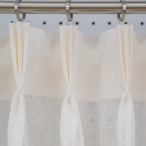 Birman Off-White, Semi-Sheer Linen-Look | Unlined Custom Drapes or Curtains | Pinch Pleat or Euro Pleat | 4&quot; Header (2 Panels / 1 Pair)