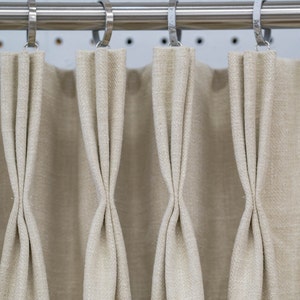 Mountainview Limestone, Tan Herringbone | Lined Custom Drapes or Curtains | Pinch Pleat or Euro Pleat | 4&quot; Header (2 Panels / 1 Pair)