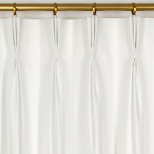 Abby White, 100% Cotton Fine-Line Twill | Lined Custom Drapes or Curtains | Pinch Pleat or Euro Pleat | 4" Header (2 Panels / 1 Pair)