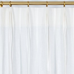 100% Linen in White / Tuscany White | Lined Custom Drapes or Curtains | Pinch Pleat or Euro Pleat | 4" Header (2 Panels / 1 Pair)
