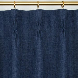 Verona Royal, Blue Solid |  Lined Custom Drapes or Curtains | Pinch Pleat or Euro Pleat | 4&quot; Header (2 Panels / 1 Pair)