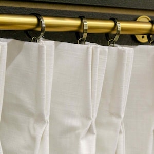 Sliding Glass Door Custom Drapes or Curtains | Pinch Pleated and Lined | White Cotton Slub Canvas Fabric