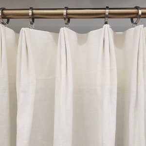 100% Linen in Oyster | Lined Custom Drapes or Curtains | Pinch Pleat or Euro Pleat | 4" Header (2 Panels / 1 Pair)