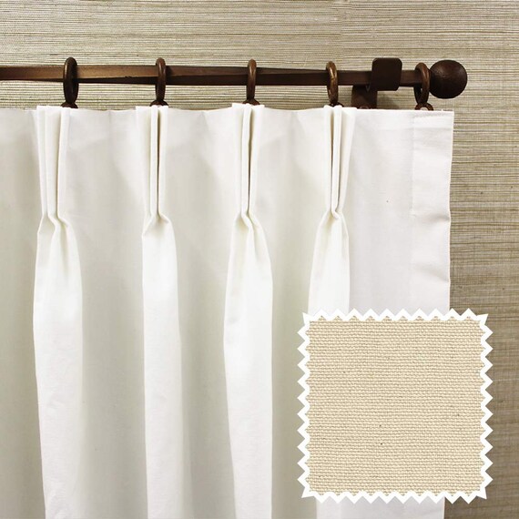 Pinch Pleated Curtain Panels Sold By The Pair Natural 100 Etsy