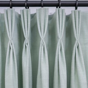 Punjab Ice, Blue 100% Polyester Flaux Linen | Lined Custom Drapes or Curtains | Pinch Pleat or Euro Pleat | 4&quot; Header (2 Panels / 1 Pair)