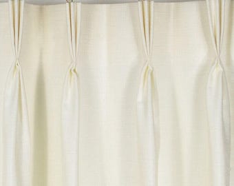 Destiny Cloud Cream, 100% Polyester | Lined Custom Drapes or Curtains | Pinch Pleat or Euro Pleat | 4&quot; Header (2 Panels / 1 Pair)