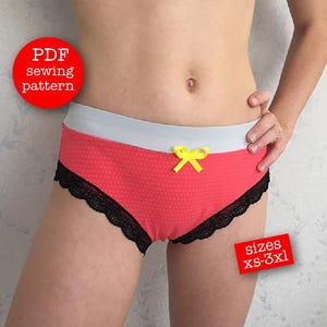 Vrouwelijk damesondergoed pdf-naaipatroon, meerdere stijlen in één patroon, slipje, pdf, direct downloaden, maten XS-3XL