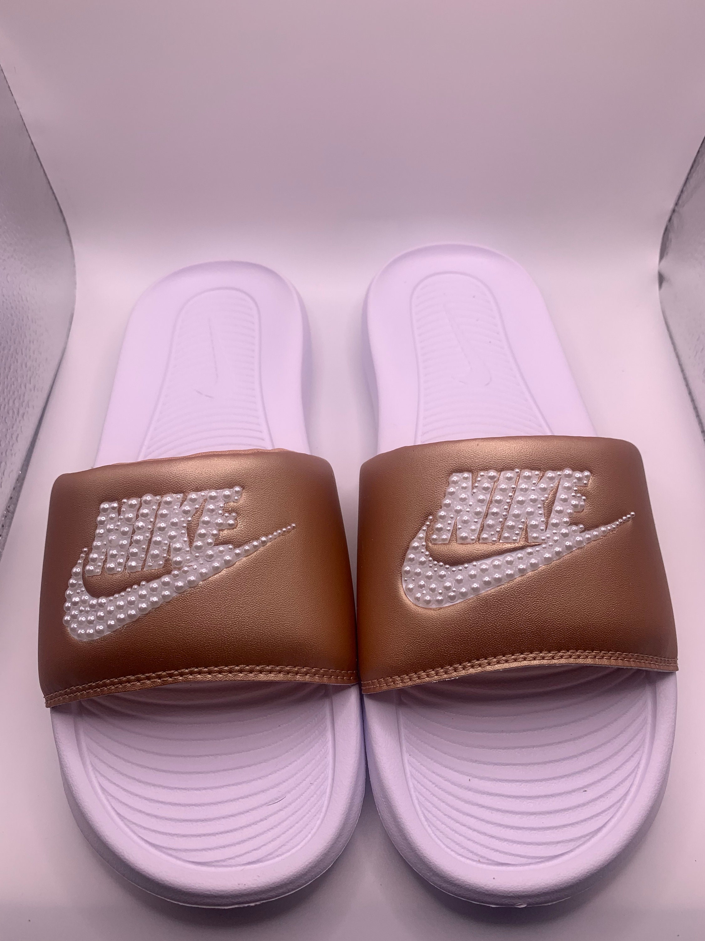 Gold Nike Slides Etsy