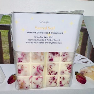 Sacred Self| Snap Bar Wax Melts | Crystal-Infused Soy Wax Melts with Herbs | Self-Love| Snap Bar Melt| Strong Scented