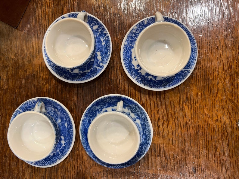 Antique Blue Willow Tea Set Etsy