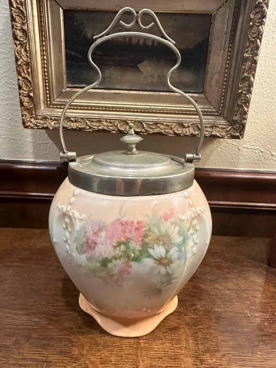 Antique victorian Floral Biscuit barrel - Etsy 日本