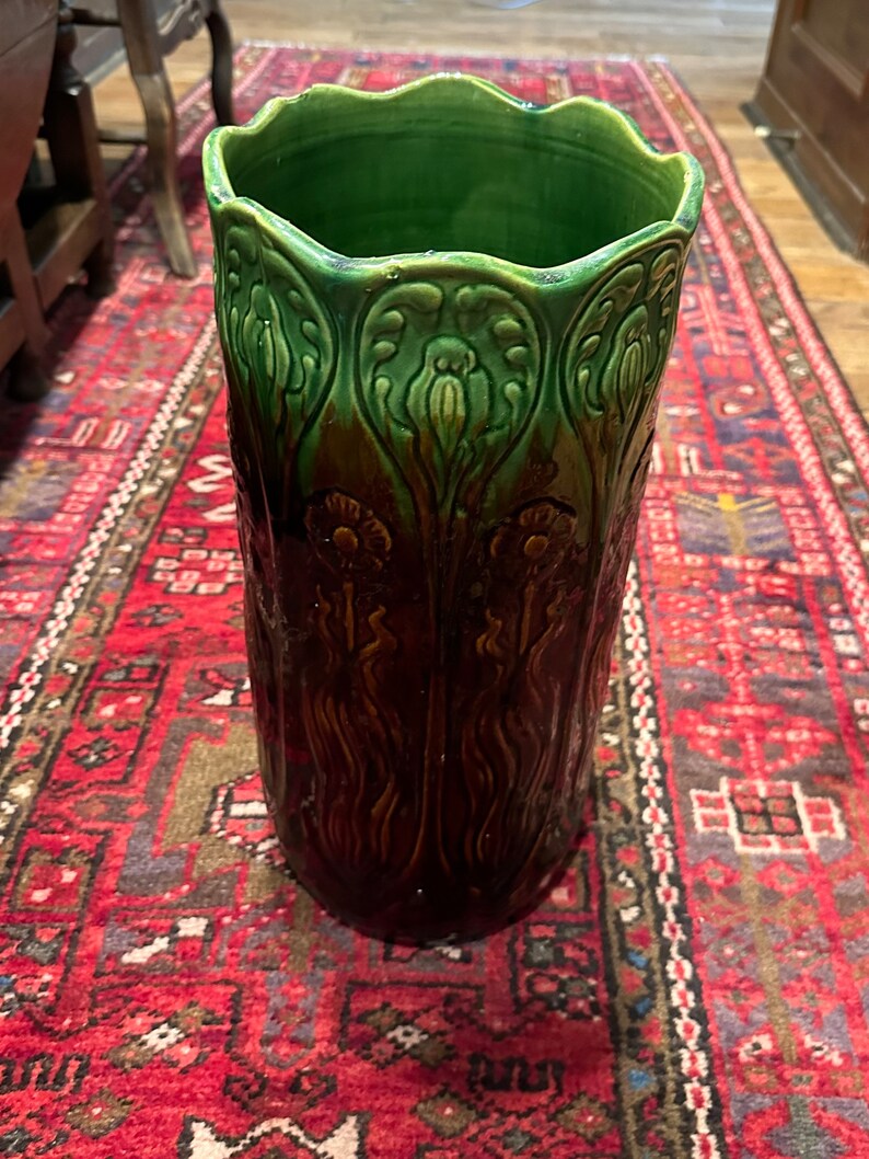 Antique Majolica Umbrella Stand Cane Holder Etsy