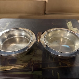Vintage Silver plate Coasters with glass liner Set of 2