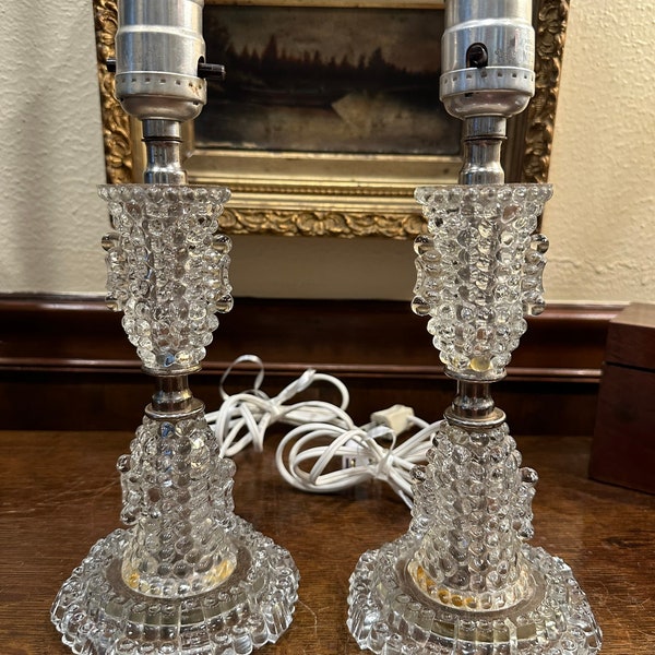 Pair of Antique Victorian beaded glass lamps