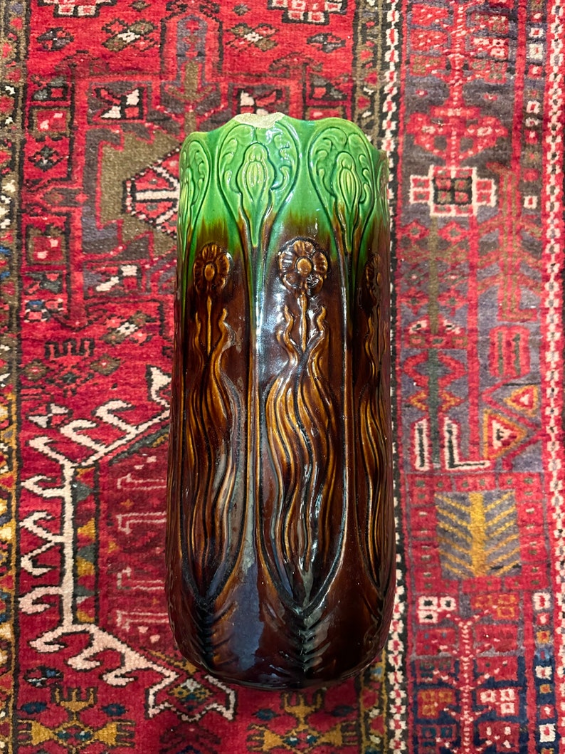 Antique Majolica Umbrella Stand Cane Holder Etsy