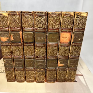 The Poetical Works of Sir Walter Scott in Eight Volume Set - missing volume 2. C 1822