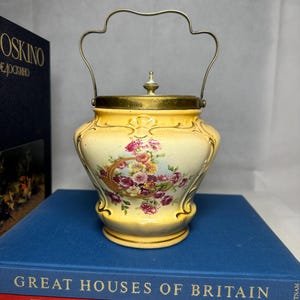 Antique victorian AK Floral Biscuit jar barrel