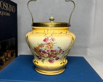 Antique victorian AK Floral Biscuit jar barrel