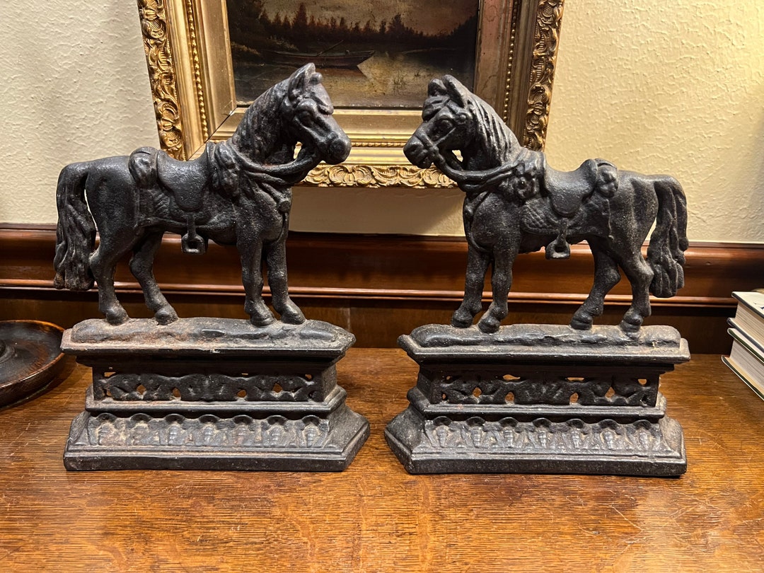 Antique Horse Bookends Cast Iron Horse Bookends Pair Etsy