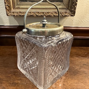 English square cut glass Biscuit Barrel Jar