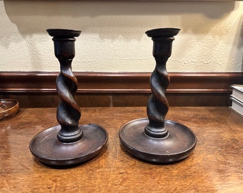 Antique Barley twist Candlesticks