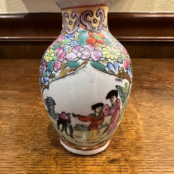 Miniature Vintage Chinese Porcelain Famille Rose Vase