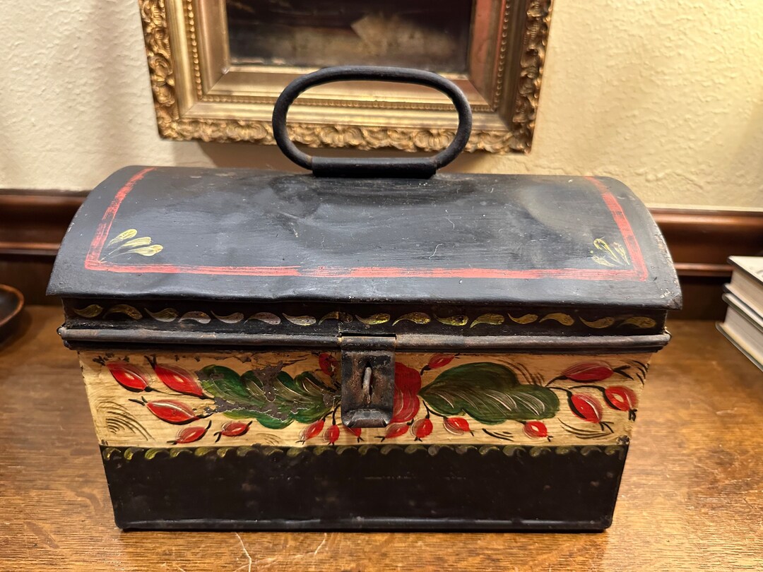 Antique Toleware Paint-decorated Dome-top Tin Document Box - Etsy
