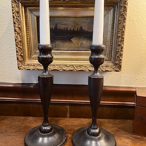 Antique Wood Candlesticks