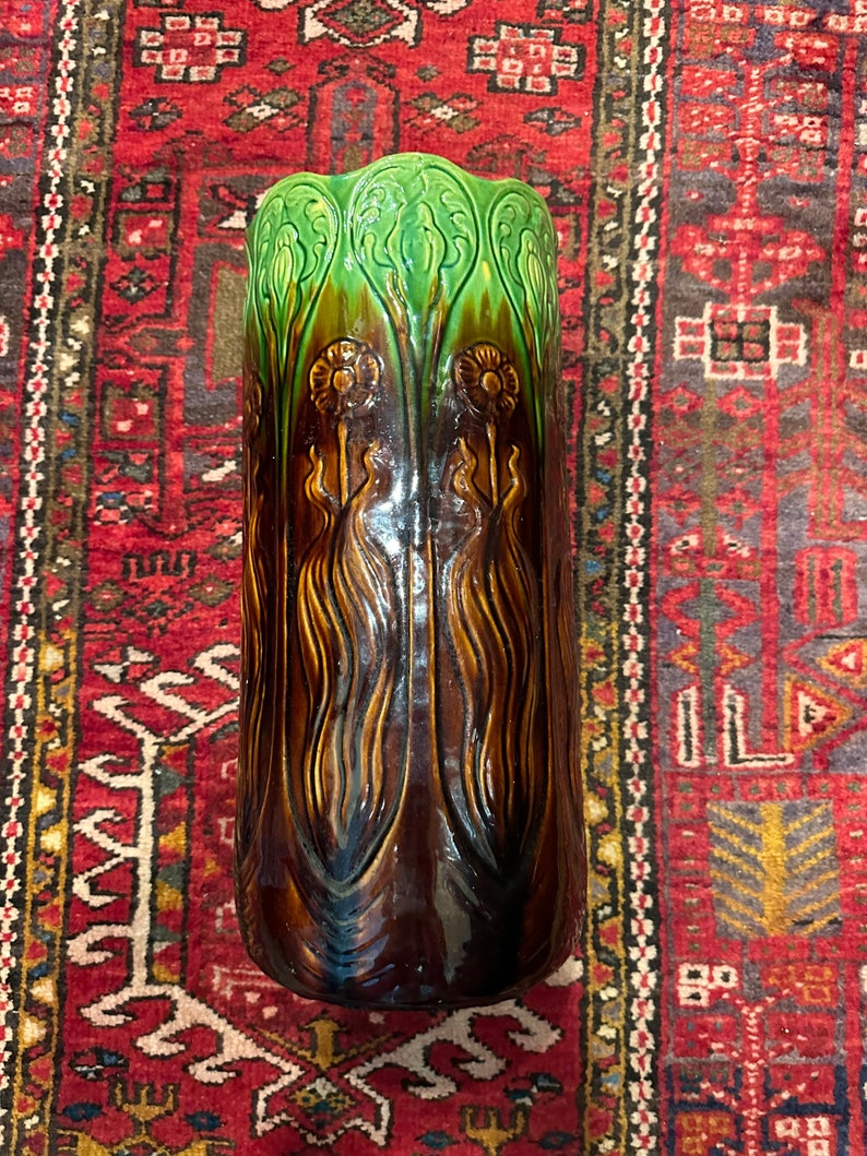 Antique Majolica Umbrella Stand Cane Holder Etsy