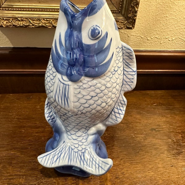 Blue Fish Vase Etsy