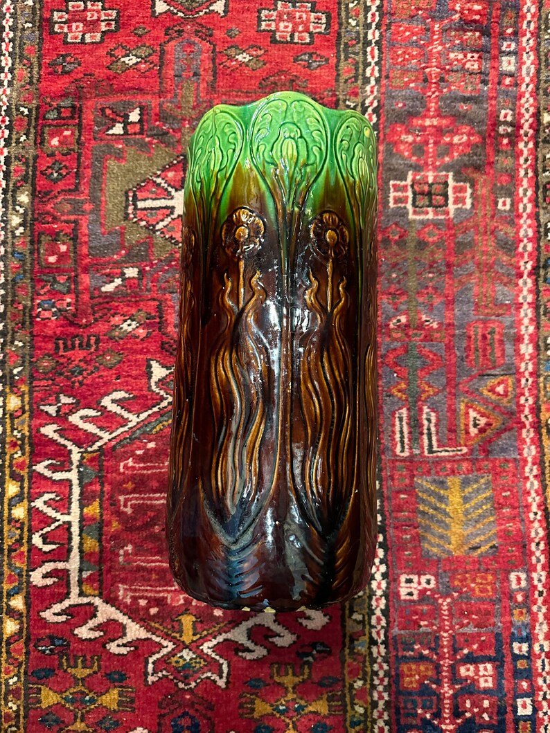 Antique Majolica Umbrella Stand Cane Holder Etsy