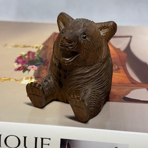 Black Forest carved bear inkwell
