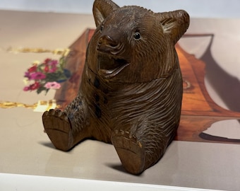 Black Forest carved bear inkwell