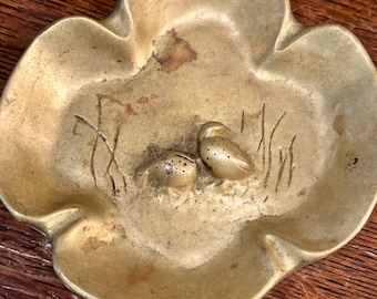 Virginia Metalcrafters Vintage Brass partridge Trinket dish
