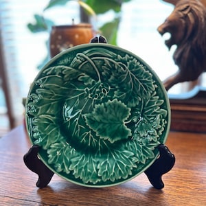 Vintage Green Majolica leaf plate