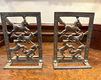 Brass MCM bookends Folding brass horse bookends
