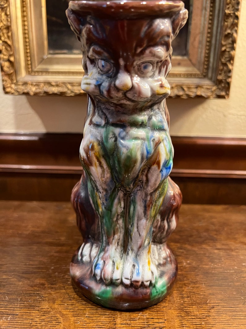 Majolica Cat Pitcher - Etsy