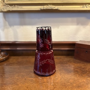 Cranberry Cut Glass Crystal Carafe
